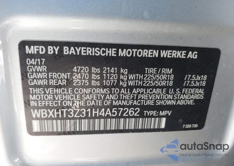 2017 BMW X1 xDrive28I из США, поврежденный, VIN WBXHT3Z31H4A57262